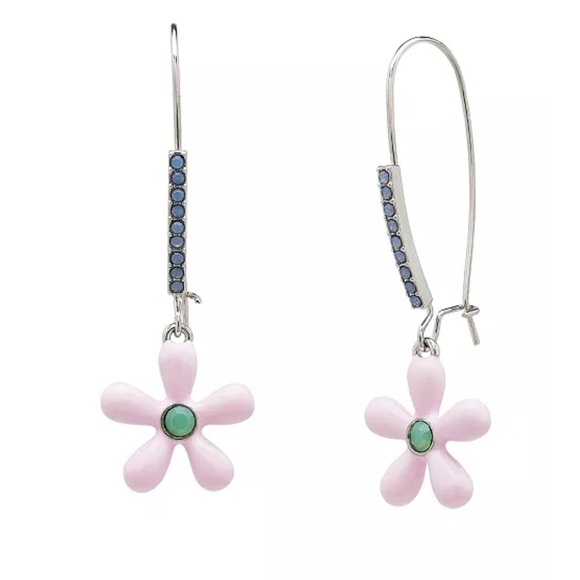 Betsey Johnson Pink Flower Earrings - Picture 1 of 10